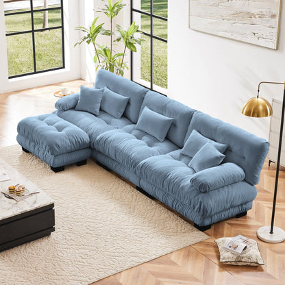 3-Seat Modular Sectional Sofa Deep Seat Couch L Shaped Cloud Couch with Convertible Ottoman for Living Room