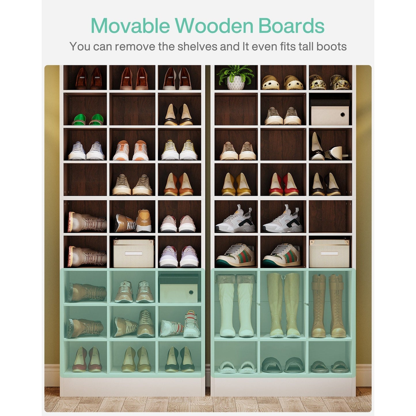 30 Pairs Tall Shoe Cabinet, 10 Tiers White Wooden Shoe Storage Rack for Closet, Entryway - 10-tier