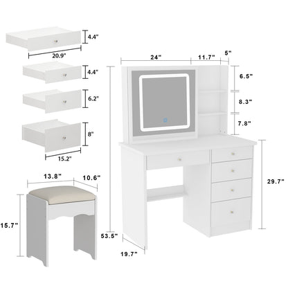 39.4'' W Dresser Makeup Vanity Set with Stool and Mirror Room