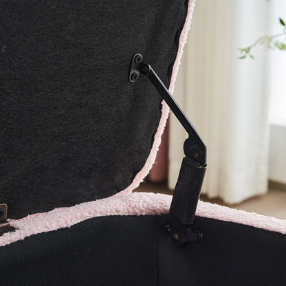 39.5 Off White Boucle Storage Ottoman Bench Sherpa Storage Bench Ottoman Foot Rest End of Bed for Living Room Bedroom,Wood Leg