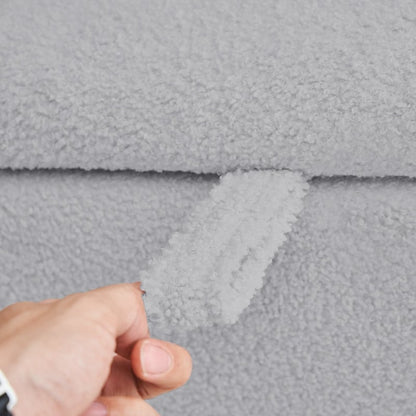 39.5 Off White Boucle Storage Ottoman Bench Sherpa Storage Bench Ottoman Foot Rest End of Bed for Living Room Bedroom,Wood Leg