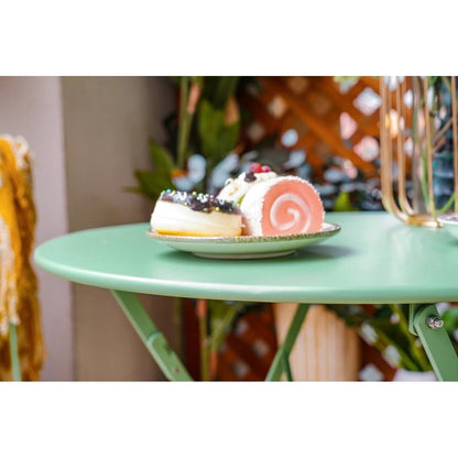 3pc Metal Folding Bistro Set, Weather-Resistant Outdoor/Indoor Conversation Set for Patio, Yard, Garden