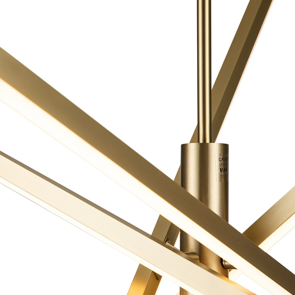 Black/ Gold Modern Aluminum LED Chandelier Linear Sputnik Ceiling Pendant Light for Living/ Dining Room/ Kitchen