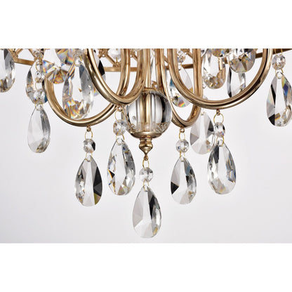 Round Beaded Drum Chandelier with Hanging Crystals