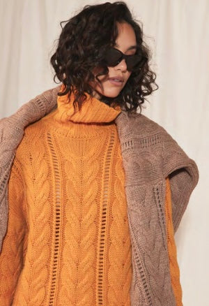 Naadam Wool Cashmere Statement Cable Turtleneck
