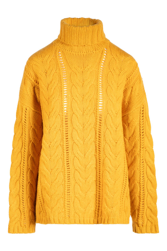 Naadam Wool Cashmere Statement Cable Turtleneck