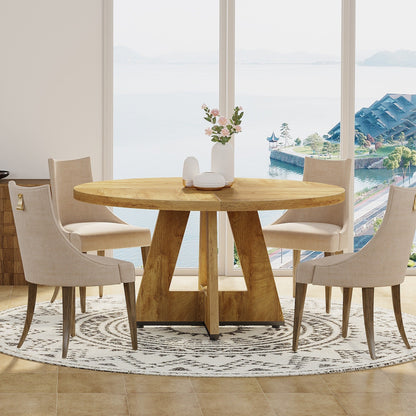 47 Round Dining Table for 4, Farmhouse Kitchen Table Small Dinner Table Wood Kitchen Table for Dining Room Living Room