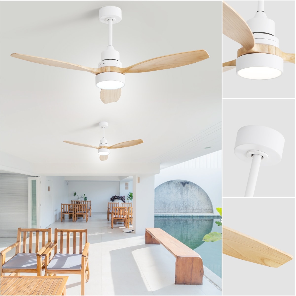 48 and 52 Integrated LED Ceiling Fan with Light and Remote, Reversible DC Motor