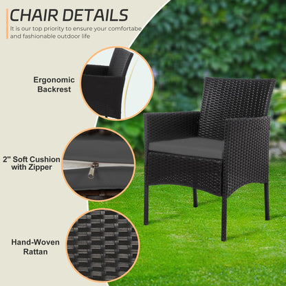 4 Piece Patio Conversation Wicker Furniture Set, Outdoor Rattan Sectional Furniture Set With Cushions