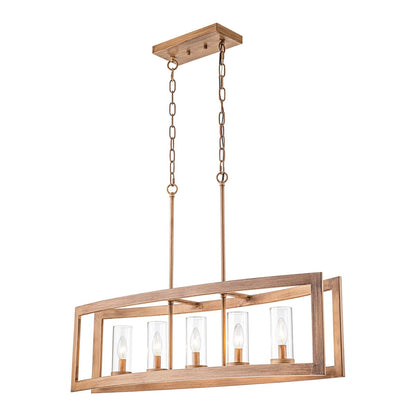 5-Light Mid-Century Modern Industrial Linear Kitchen Island Pendant Vintage Rectangle Glass Chandelier