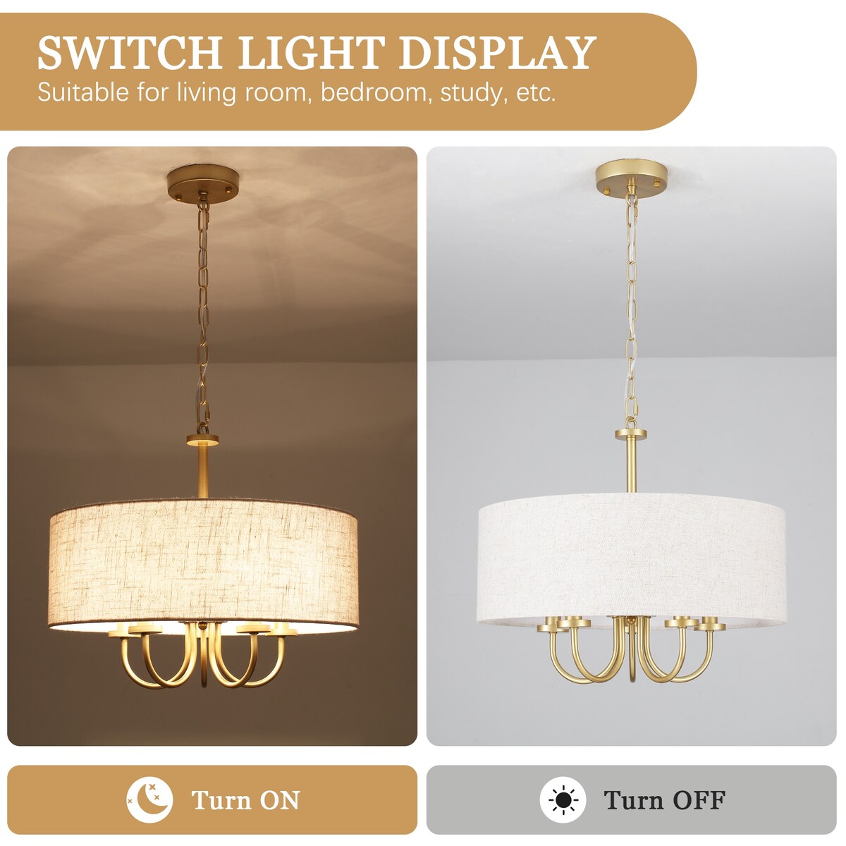 5-Light Modern Semi Flush Mount Ceiling Light for Dining Room Bedrooms Living Room - N/A