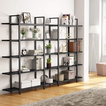 5-Tier Bookshelf, Vintage Industrial Style Bookcase