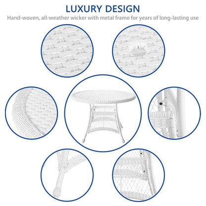 5-piece White Resin Wicker Dining Set