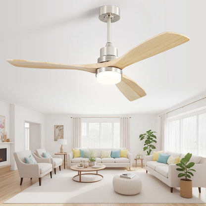 Sofucor 52 Indoor Wood Ceiling Fan Light with Remote, Integrated Light Optional