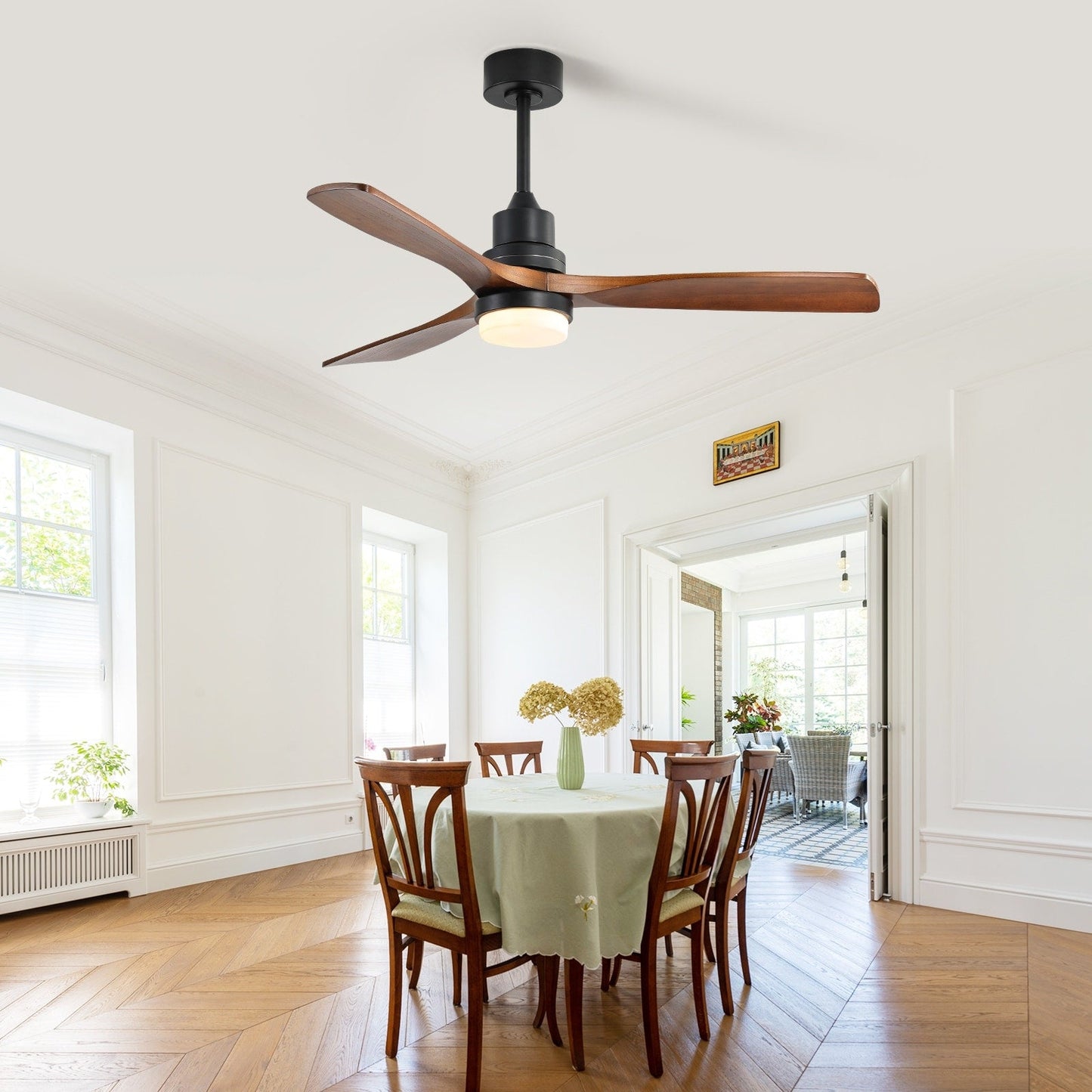 Sofucor 52 Indoor Wood Ceiling Fan Light with Remote, Integrated Light Optional