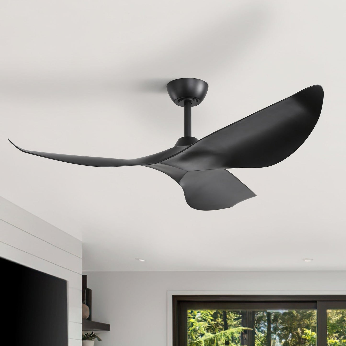 52 inch Modern Solid Wood / ABS Ceiling Fan With Remote Control(No Light),6 WInd Speed,Reversible Airflow