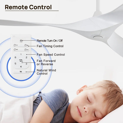 52 inch Modern Solid Wood / ABS Ceiling Fan With Remote Control(No Light),6 WInd Speed,Reversible Airflow