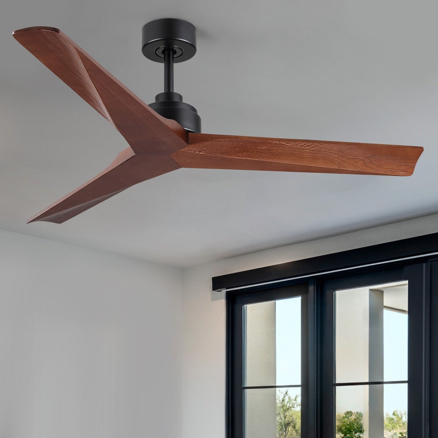 52 inch Modern Solid Wood / ABS Ceiling Fan With Remote Control(No Light),6 WInd Speed,Reversible Airflow