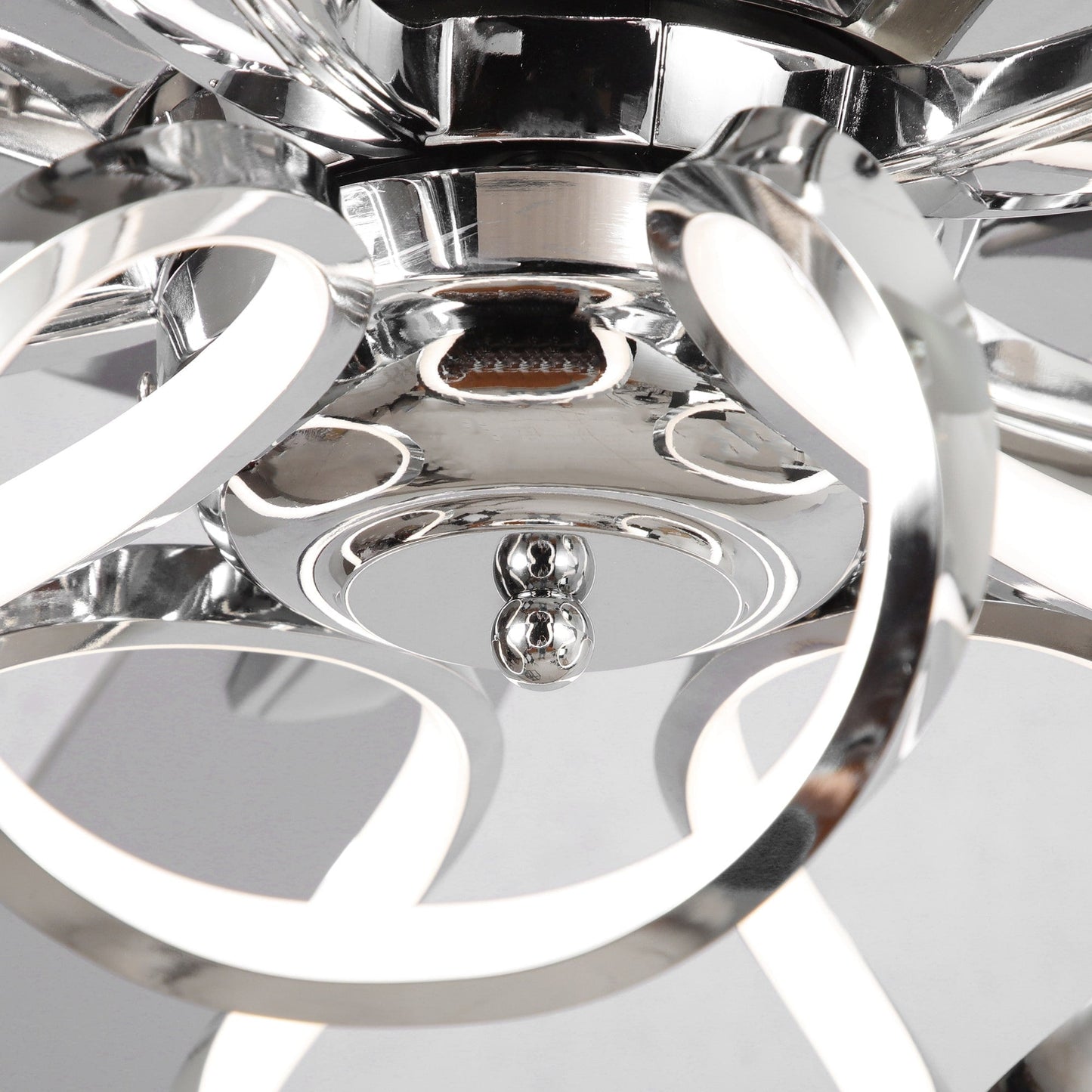 52 Modern Chrome/ Black Indoor Dimmable LED Ceiling Fan with Light and Remote