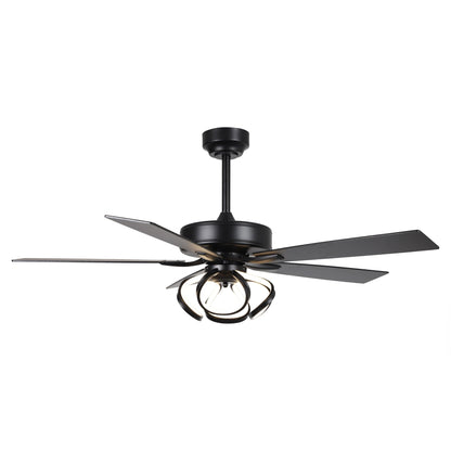 52 Modern Chrome/ Black Indoor Dimmable LED Ceiling Fan with Light and Remote