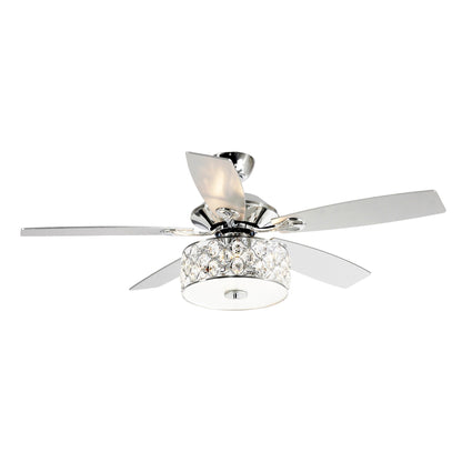 52 Modern 4-Light Chandelier Crystal Ceiling Fan with Remote