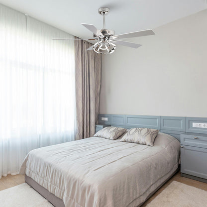 52 Modern Chrome/ Black Indoor Dimmable LED Ceiling Fan with Light and Remote