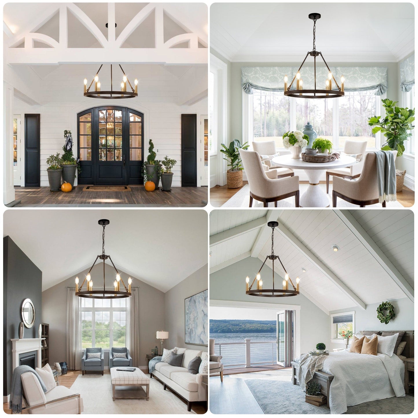 54-inch Round Wagon Wheel 24-light Chandelier