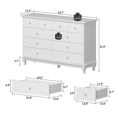 55.1 Wide Double Bedroom Dresser with Storage Drawers