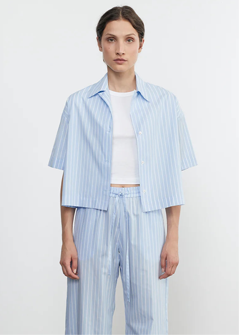 Enza Costa Poplin Cropped S/S Shirt