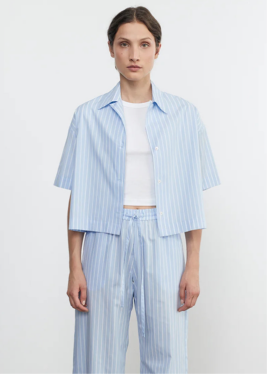Enza Costa Poplin Cropped S/S Shirt