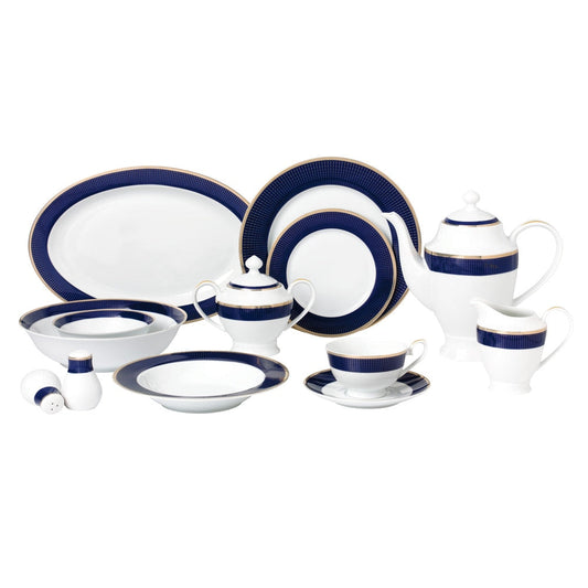 57-piece Bone China Dinnerware Set - Midnight - Gold