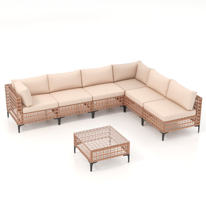 6 - Person Outdoor Sectional Seating Group with Cushions