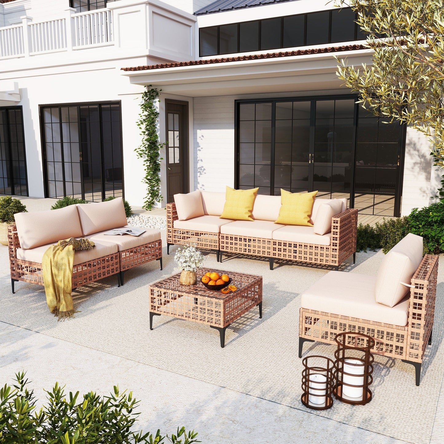 6 - Person Outdoor Sectional Seating Group with Cushions