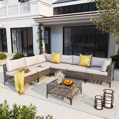 6 - Person Outdoor Sectional Seating Group with Cushions