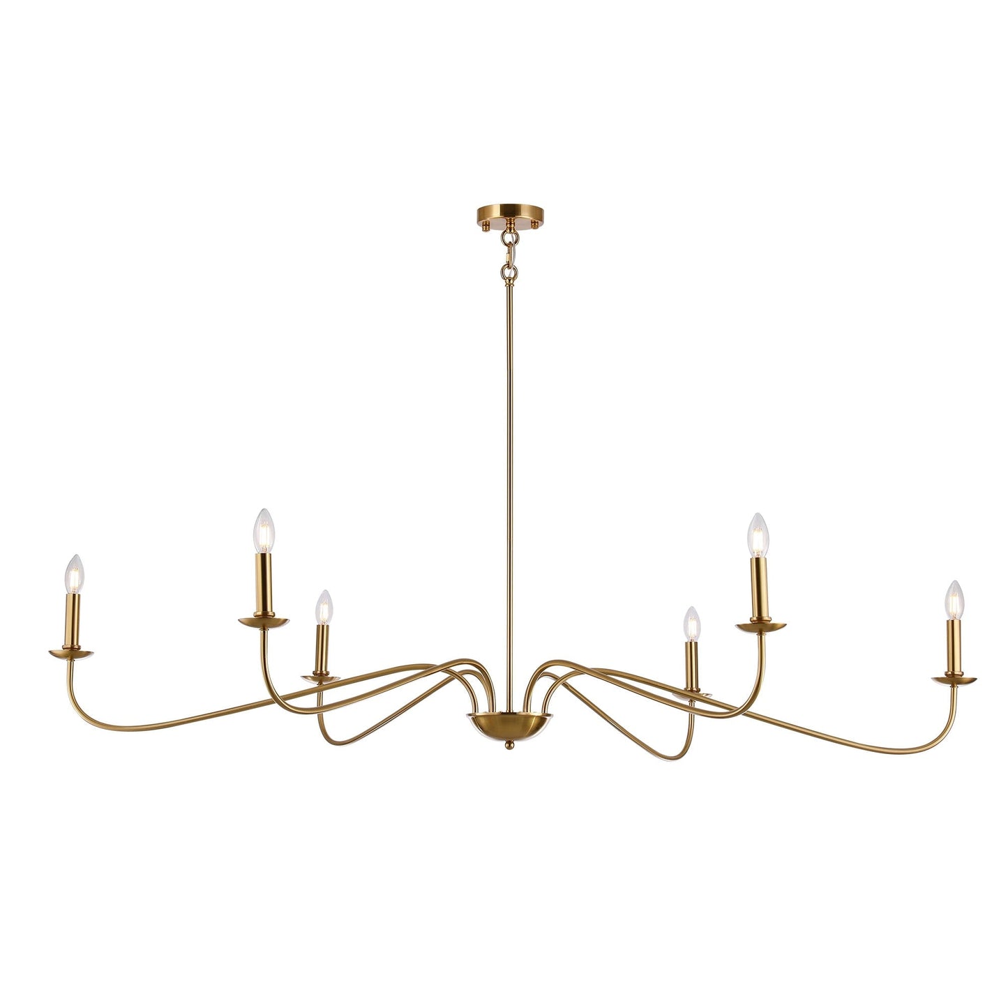 6 Light 64 Inches Minimalist Chandelier in Matte Black / Gold /Chrome - N/A