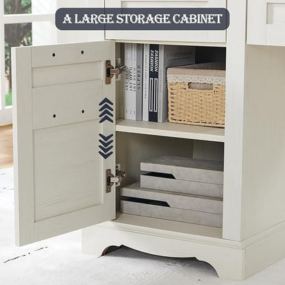 60 Farmhouse L Shaped Executive Desk, Wood Corner Desk, Computer Desk