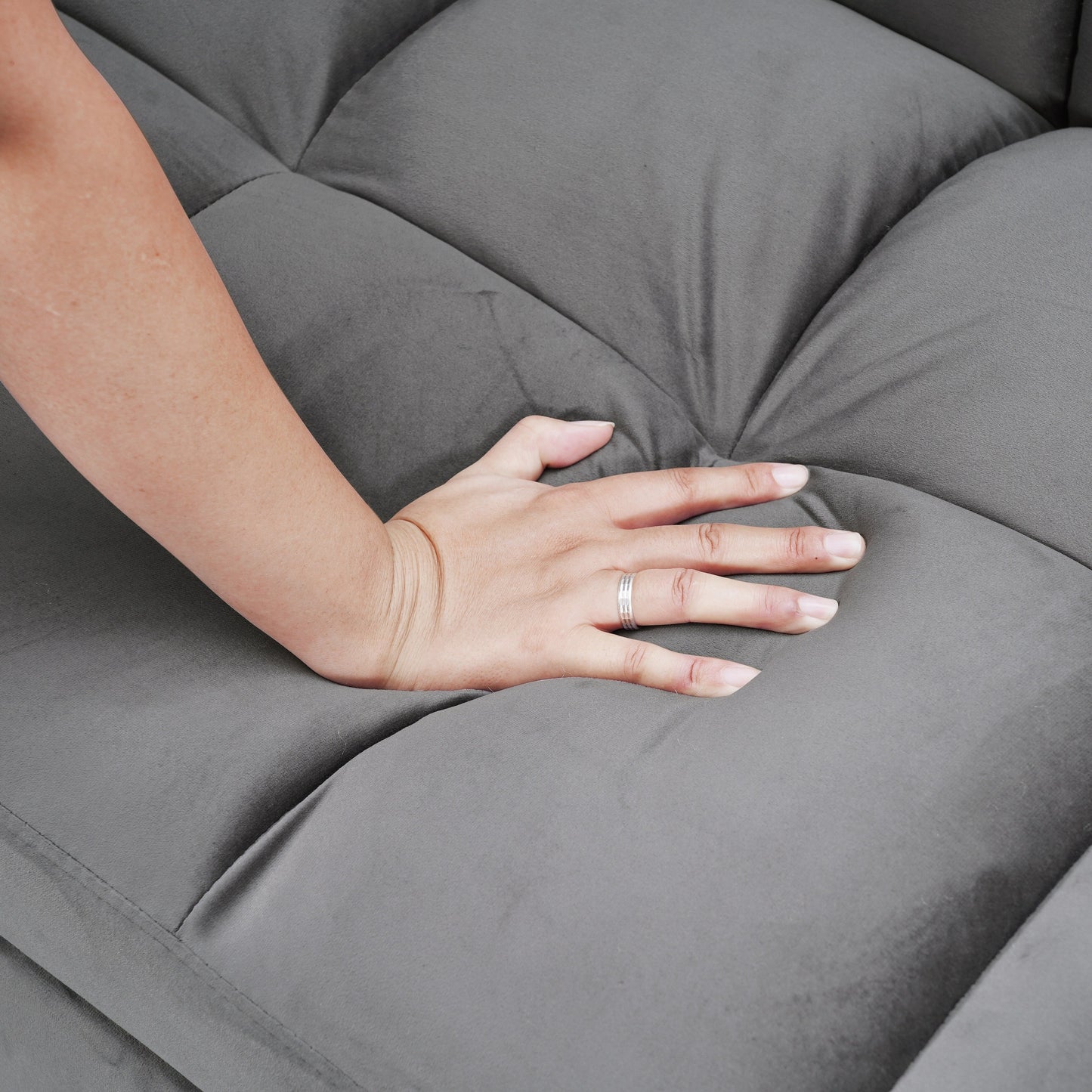 64.96 Velvet 3-in-1 Convertible Sofa Bed with Adjustable Back, Storage Pocket, and 500lb Weight Capacity