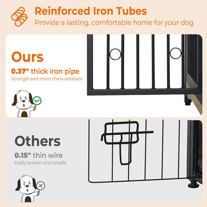 70.86'' Dog Crate Furniture Large Breed TV Stand with Cushion & Double Rooms (No Cushion)