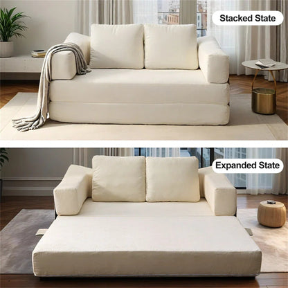 70.87 Upholstered Convertible Sleeper Sofa, Convertible Chair Floor Couch Comfy Sofa for Living Room, Bedroom, Chenille Fabric