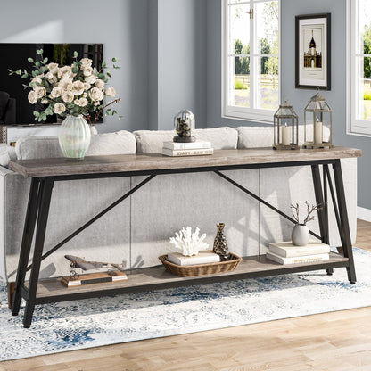 70.9 Inch Extra Long Sofa Table, Industrial Entry Console Table