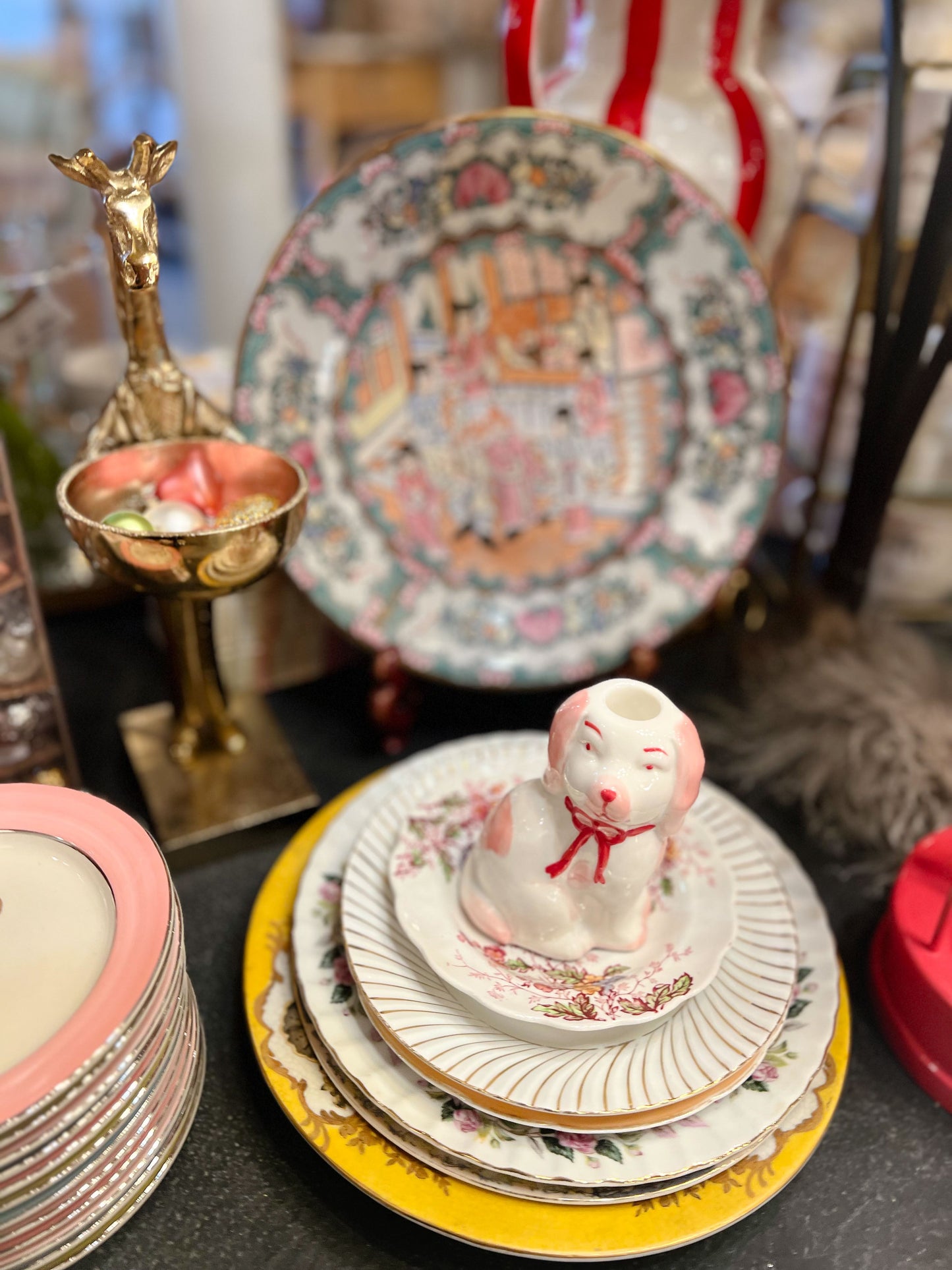 Pink Staffordshire Taper Holder - stoneware