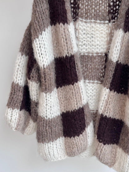 Maiami Fleecy Alpaca Checkered Cardigan
