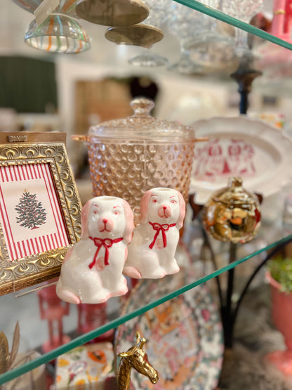 Pink Staffordshire Taper Holder - stoneware