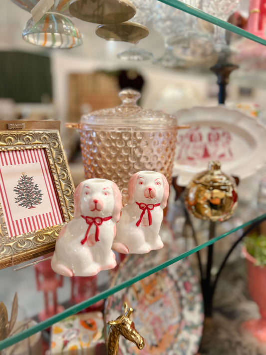 Pink Staffordshire Taper Holder - stoneware