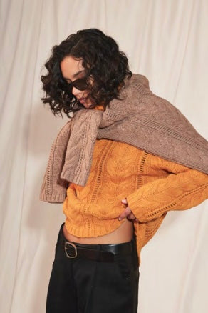 Naadam Wool Cashmere Statement Cable Turtleneck