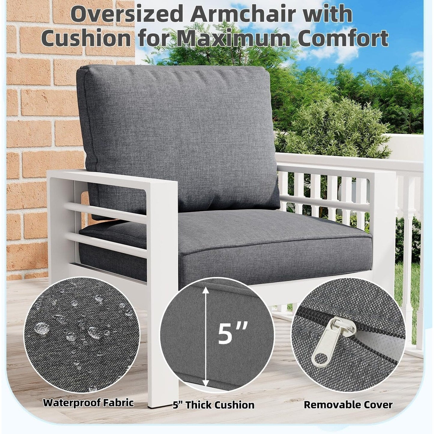 AECOJOY 7 Pieces Aluminum Patio Furniture Set Outdoor Conversation Set