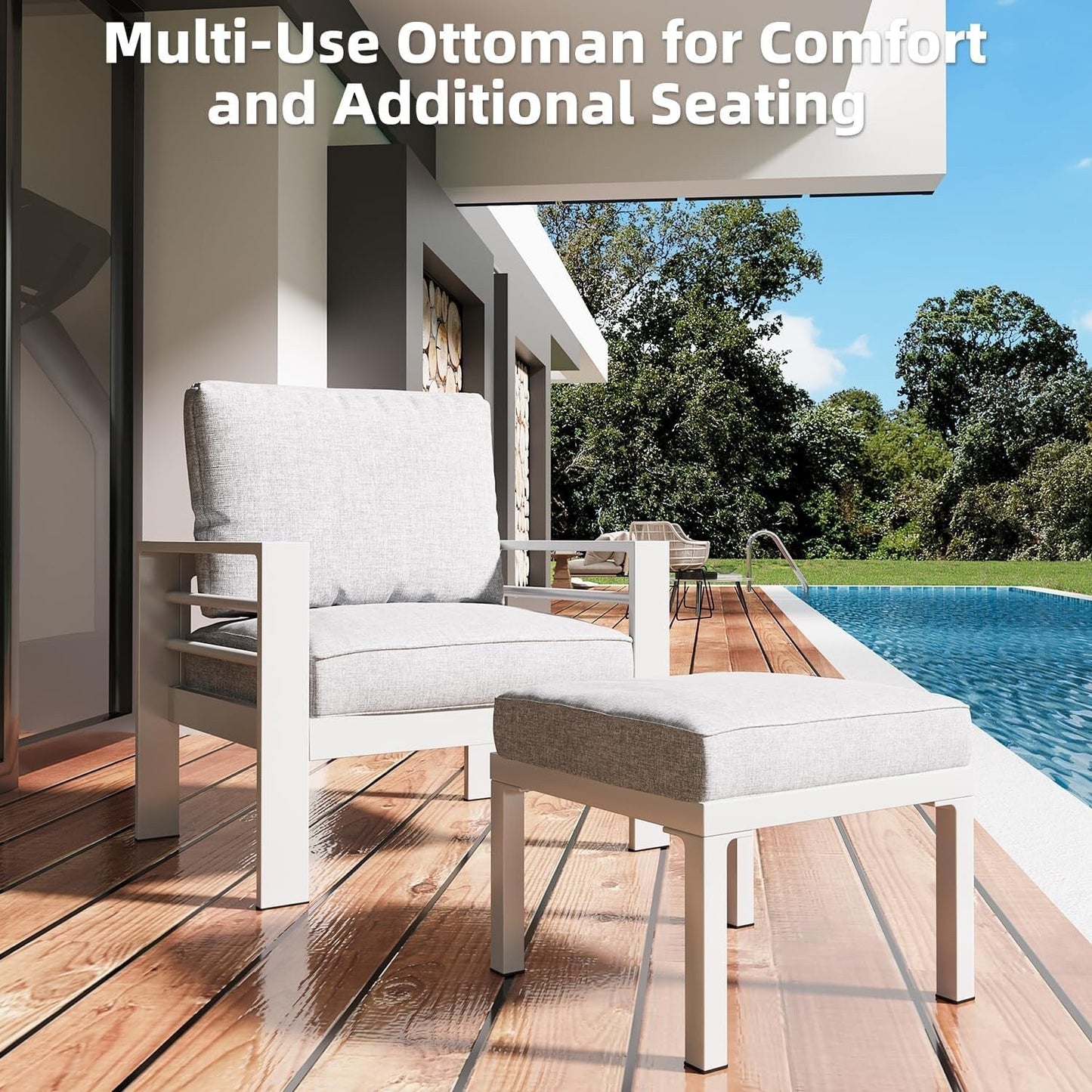 AECOJOY 7 Pieces Aluminum Patio Furniture Set Outdoor Conversation Set