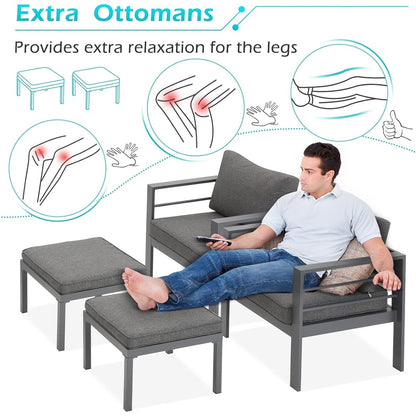 AECOJOY 7 Pieces Aluminum Patio Furniture Set Outdoor Conversation Set