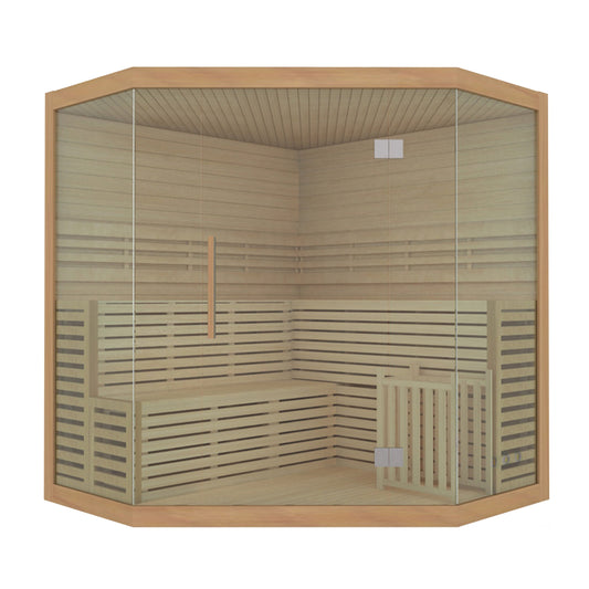 ALEKO 5-6 Person Wood Indoor Wet Dry Sauna with Electrical Heater - 75 x 75 x 83 inches