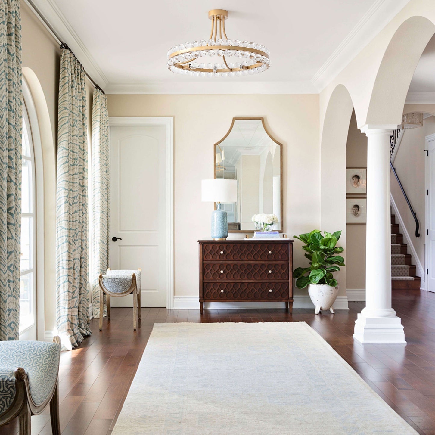 Elvira 8-Light Wagon Wheel Crystal Semi-Flush Mount